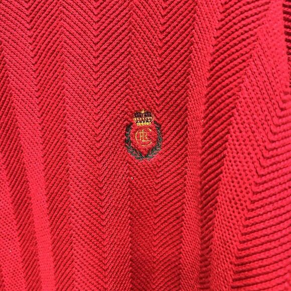 VINTAGE Ralph Lauren Chaps Sweater Mens XL Red Herringbone Hand Framed - Picture 2 of 8